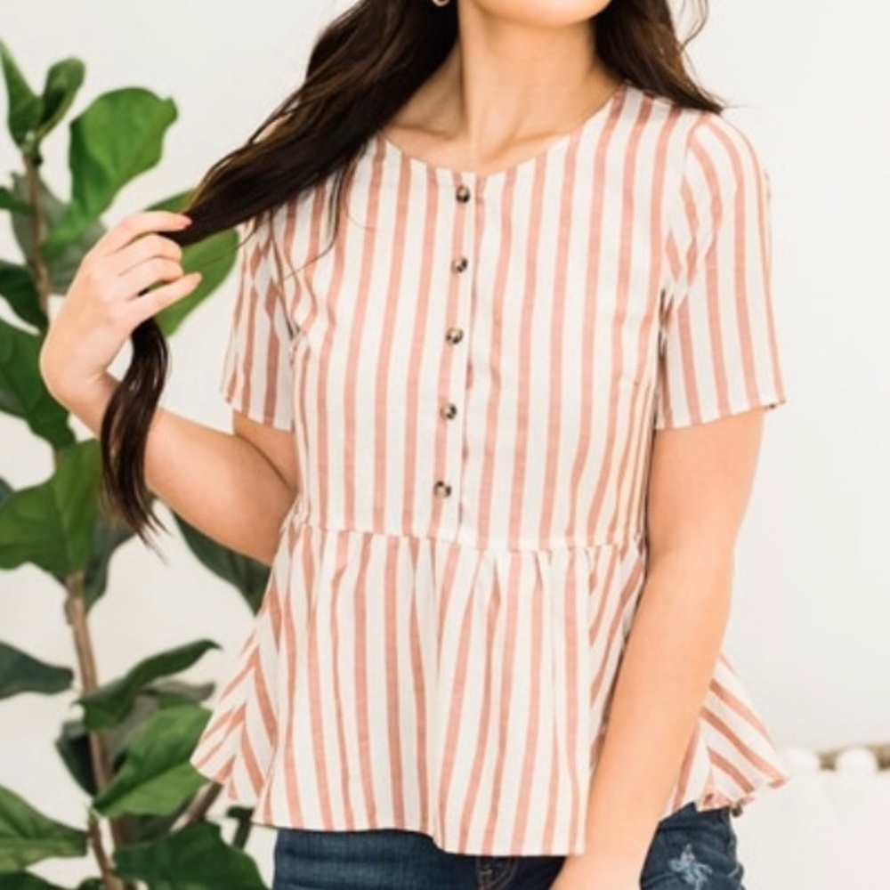 NWT Striped Peplum Top